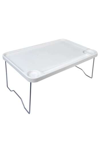 ANTBRO Folding Tray Table, Plastic, 58x36 cm, White, MYONNA IT & E-COMMERCE
