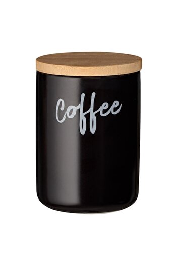 ANTBRO Ceramic Jar with Bamboo Lid, Coffee, Black, 0.8L