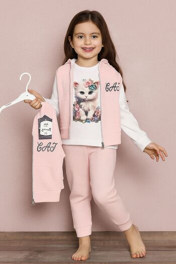 tny kids collection Waffle Fabric Printed Triple Girl's Set
