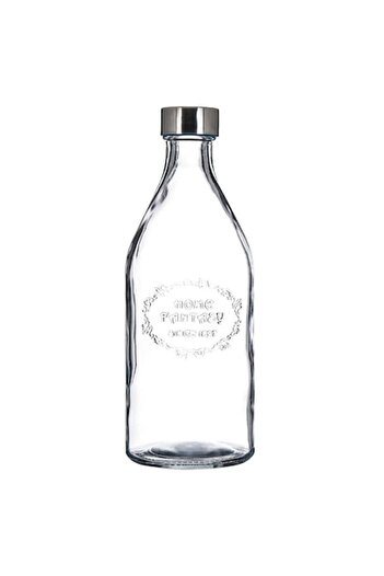 SHOPIENS Home Fantasy Water Bottle, 1L, Transparent Glass with Metal Cap
