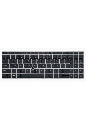 HP Laptop Keyboard with Palmrest and Touchpad, LED Backlight, European Layout A4, Black/Silver