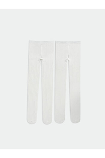 LC Waikiki Lcw Baby Ecru Basic Baby Girl Pantyhose 2-Pack
