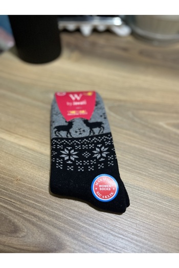 BY JAWALLİ SOCKS Women's Thermal Christmas Patterned Socks