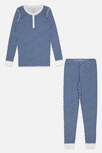 Roller Rabbit Kids Boy 2 Piece Set Allover Print Sleepwear, Blue Combo