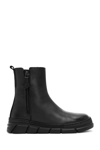 Derimod Women's Black Zippered Leather Comfort Boots 25Wfd360418