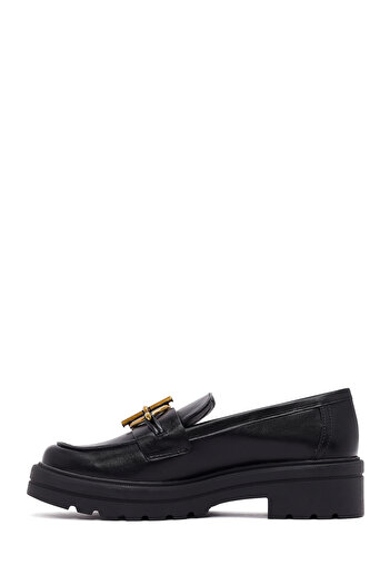 Derimod Women's Black Buckle Thick Sole Masculine Loafer 25Afe480218