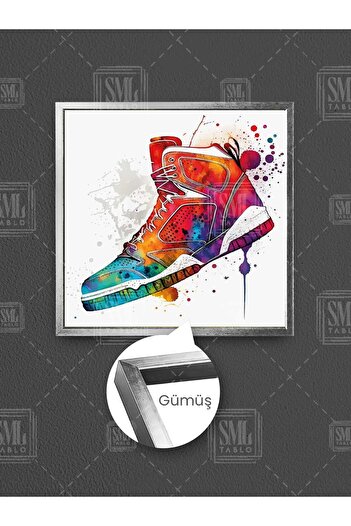 SML TABLO Pictură pe pânză pătrată înrămată cu stropi de vopsea graffiti pentru pantofi sport colorați