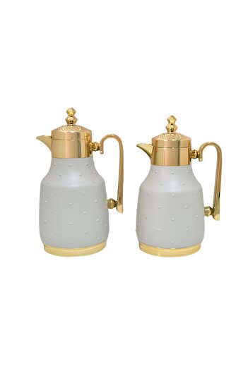 Generic 1L/0.5L Coffee Tea Thermos Set with Gold Handle