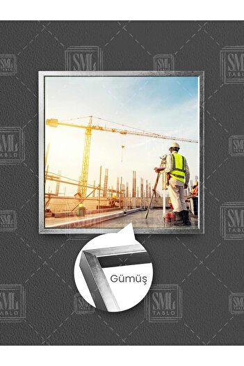 SML TABLO Inginerie de construcții în șantier, construcții urbane, inspecție a construcțiilor, pictură pe pânză pătrată înrămată