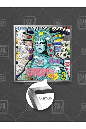 SML TABLO Statuia Libertății Mona Lisa, Graffiti de Banksy, Artă de stradă, pictură pătrată pe pânză înrămată