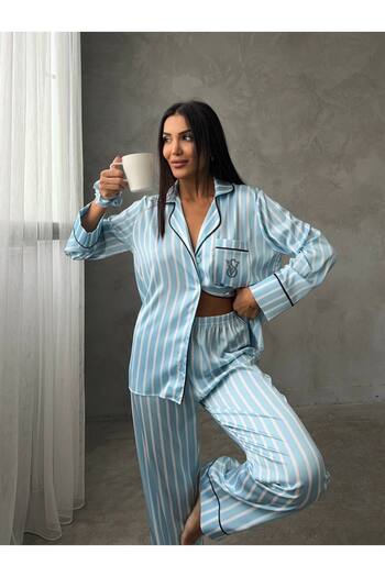 victoria's _Victoria.Secret_Set de pijamale din satin de mătase