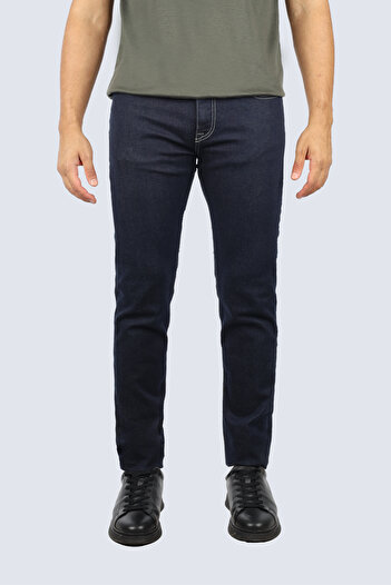 PAUL&SHARK Men's Regular Fit Vintage Patterned Cotton Denim Navy Blue Trousers 15314100-J03