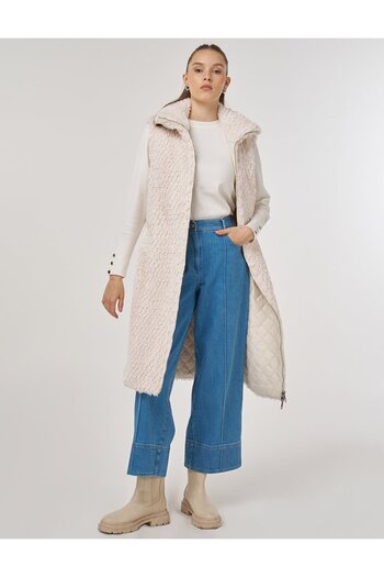 Kayra Zipper Closure Double Sided Vest Ecru