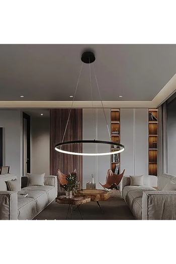 HAMER Modern black chandelier, 60 cm, yellow light, 20 watts