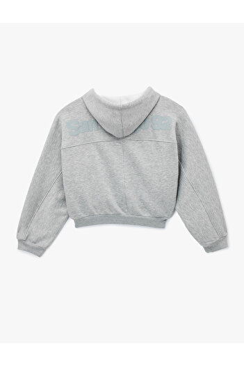 Koton Shardonlu Hooded Printed Glitter Pocket Detailed Zippered Sweatshirt