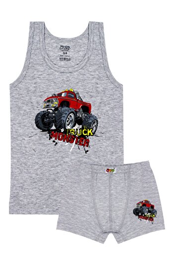 Öts Boy's Tank Top Boxer Lycra Gray Monster (96% Cotton - 4% Elastane)