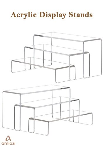 AmiasDesign AMIAZI 6-Piece Clear Acrylic Display Risers – Versatile Dessert, Cosmetic & Shoe Stand Organizer