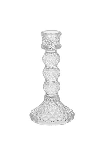 SHOPIENS Glass Candle Holder, 3-Sphere Model, Transparent, 7.5x15.5cm