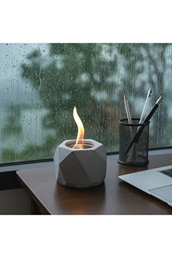 Jumbo Mini Decorative Table Fireplace with Polygonal Design 13 x 13 x 10 cm
