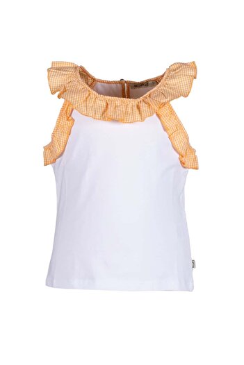 Ozmoz By Mukadder Özden 100% Cotton Ruffled Orange Flounce Summer Girl's Blouse