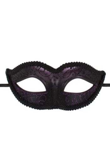 SHOPIENS Fancy Disguise Mask Black Embroidered with Purple Glitter