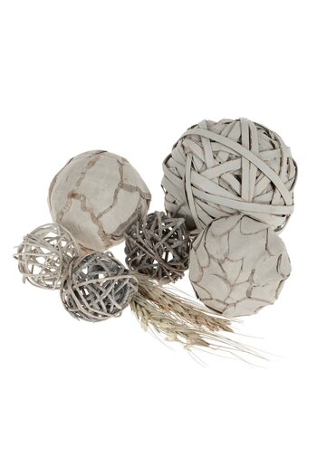 SHOPIENS Set Decorative Spheres, 7 Pieces, Grey-Beige, Diameter 4-7 cm, Decorative Accent