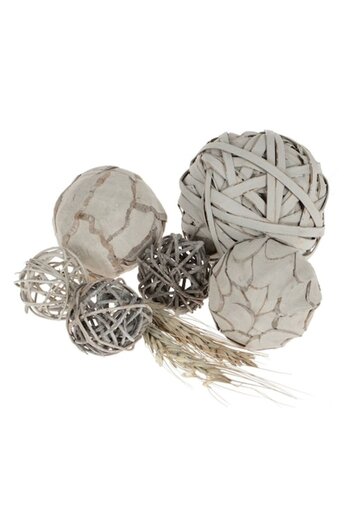 SHOPIENS Set Decorative Spheres, 7 Pieces, Grey-Beige, Diameter 4-7 cm, Decorative Accent