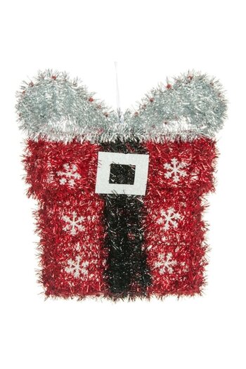 ANTBRO Wall Decoration, Decorative Gift, Red and Silver Tinsel, 27x4x31cm