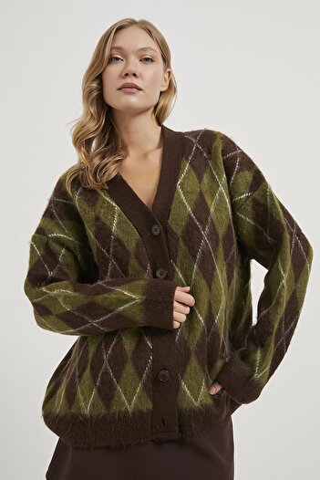 Arma Life Armalife 4779 Plaid Patterned Premium Women's Cardigan