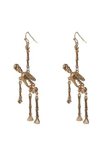 SHOPIENS Halloween Earrings Golden Skeleton Color