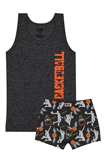 Öts Boy's Athlete Boxer Lycra Anthracite Basketball (96% Cotton - 4% Elastane)