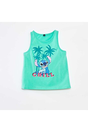 KIABI 'Stitch' print vest top GREEN