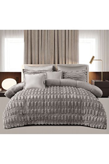 Roshen Winter double bed set, 6 pieces, made of soft velvet and luxurious fur to give you a feeling of warmth and comfort, size 250*230