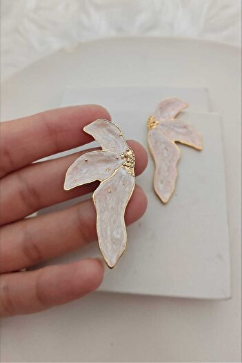 KYOLA DESİGN Mother-Of-Pearl Palm Gold Women's Earrings (5.2cm)