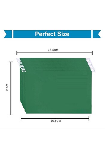 MARKQ Hanging File Folders Pack of 10 Dark Green Suspension Files for Filing Cabinet School Office