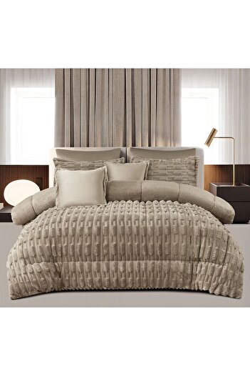 Roshen Winter double bed set, 6 pieces, made of soft velvet and luxurious fur to give you a feeling of warmth and comfort, size 250*230