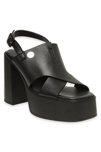 Mammamia D24Ys-1710Z Heeled Black Women's Sandals