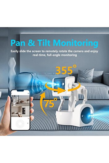 Generic 1080P Dual-Lens Robot Camera | 360° View, AI Motion Detect, 2-Way Audio, Color NV