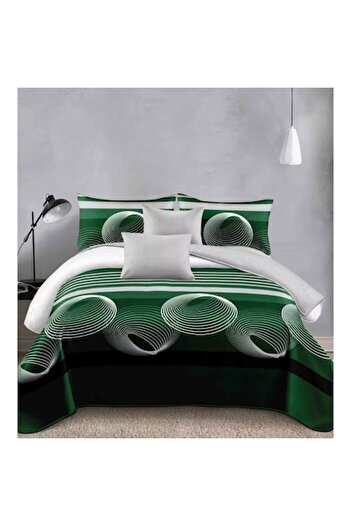 Evia Home Double bed linen set in finet, with 4 pillowcases, Evia Home, Green Razzle