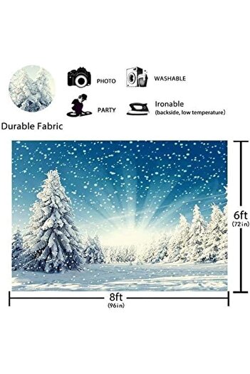 Al Raied Snow Wonderland Pine Tree Backdrop Christmas Winter White Snowflake Forest Photography Backgroun