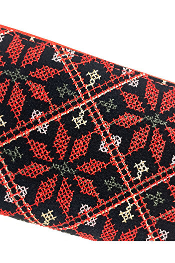 Zaytoon Palestine Traditional Colorful Red Embroidered Single Zipper Women's Large Wallet 20*10 cm A100017