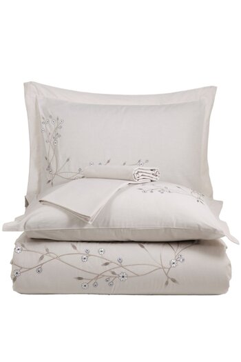 Hobby home collection Premium Loren Stone - Poplin Double Embroidered Duvet Cover Set