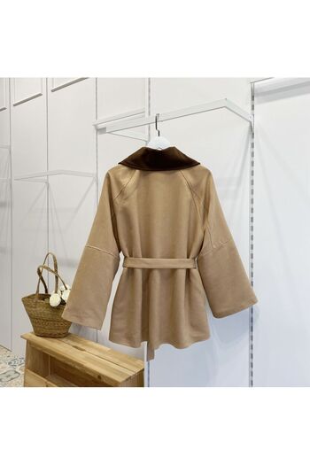 Faya Boutique Camel Belted Suede Jacket