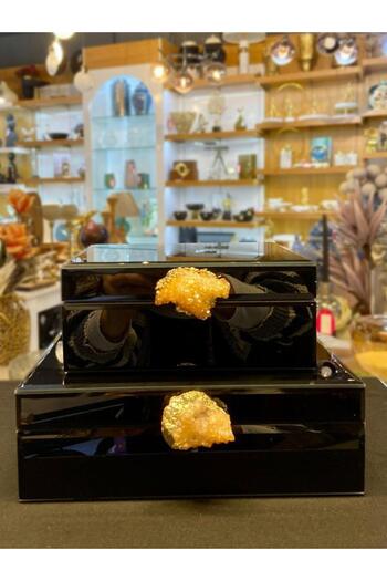 ÇIRPAN EV Black Natural Stone 2-Piece Decorative Box