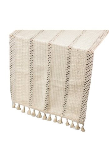 Valentini Bianco Runner Cotton Napkin, 35x145cm, Lace Cream