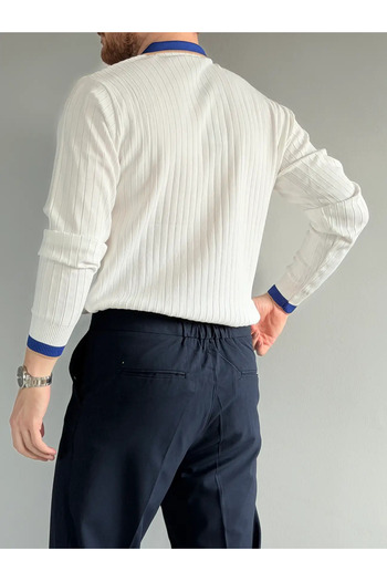 MENOFOURSWEAR Old Money Premium Long Sleeve Men's Knitwear Sweater White