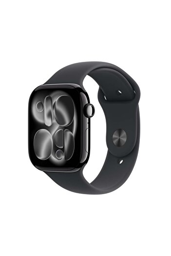Apple Watch Series 11 GPS 46mm Jet Black Aluminium Case with Black Sport Band - M/L