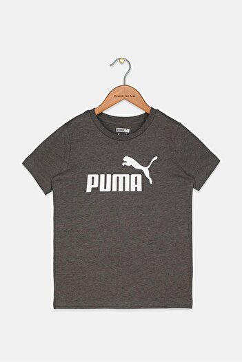 Puma Kid Boys Round Neck Short Sleeves Brand Logo Print T-shirt, Grey
