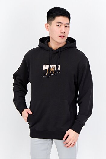 Puma Men Sportswear Fit Long Sleeve Outdoor Hooded Sweatshirt, Black