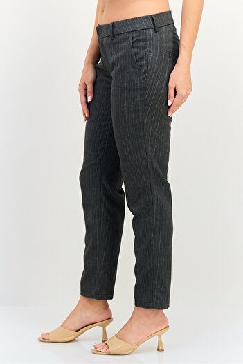 Reiko Women Regular Fit Metallic Straight Leg Pants, Grey